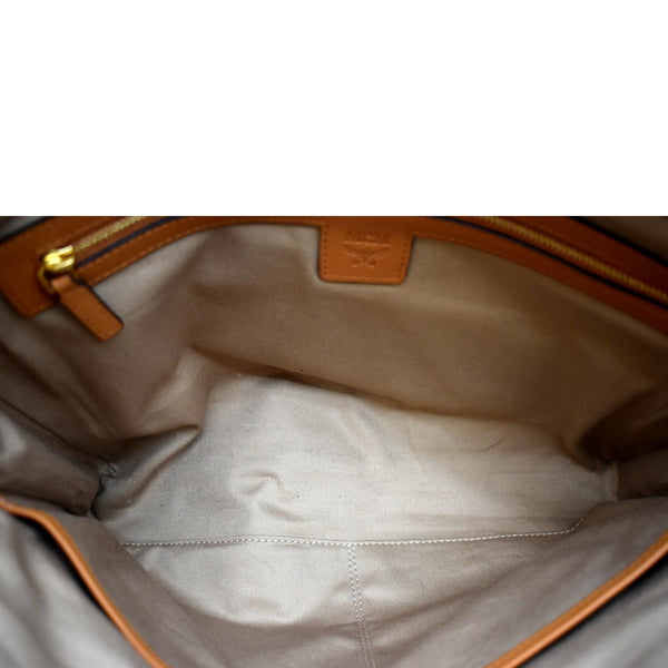 MCM Visetos Monogram Coated Canvas Clutch Pouch Cognac