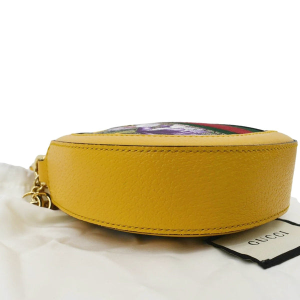 GUCCI Ophidia Mini Flora GG Round Supreme Monogram Web Crossbody Bag Yellow 550618