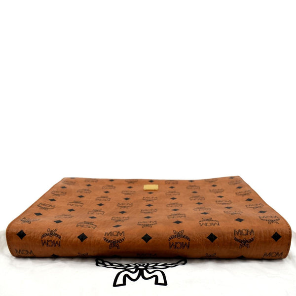 MCM Visetos Monogram Coated Canvas Clutch Pouch Cognac