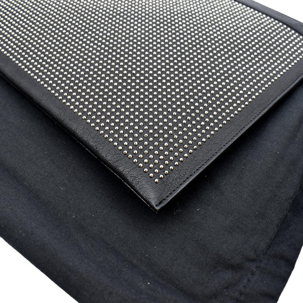 YVES SAINT LAURENT Zip Studded Leather Pouch Black