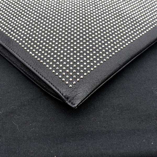 YVES SAINT LAURENT Zip Studded Leather Pouch Black