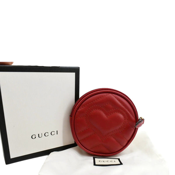 GUCCI GG Marmont Mini Round Leather Coin Purse Red 575160
