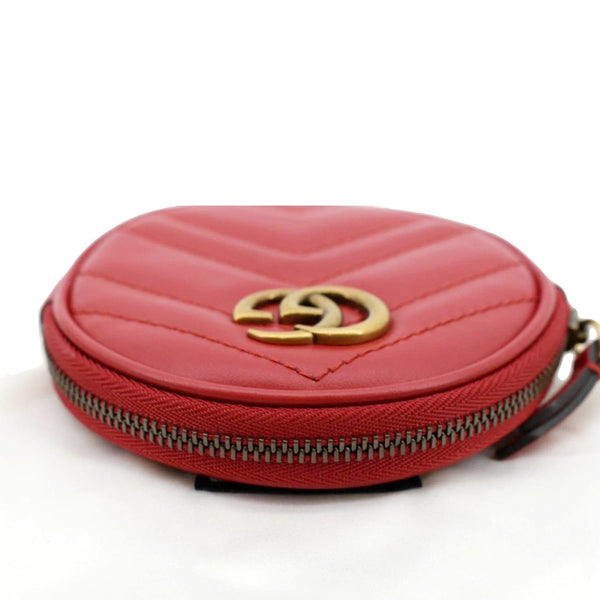 GUCCI GG Marmont Mini Round Leather Coin Purse Red 575160