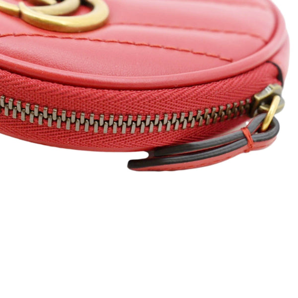 GUCCI GG Marmont Mini Round Leather Coin Purse Red 575160