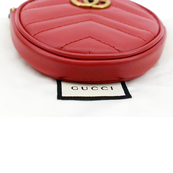 GUCCI GG Marmont Mini Round Leather Coin Purse Red 575160