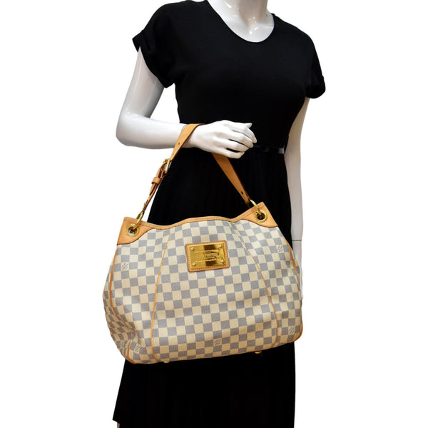 LOUIS VUITTON Galliera PM Damier Azur Shoulder Hobo Bag White