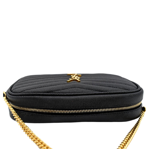YVES SAINT LAURENT Lou Chevron Leather Camera Crossbody Bag Black