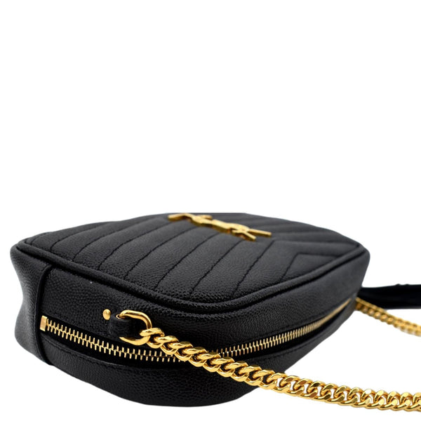 YVES SAINT LAURENT Lou Chevron Leather Camera Crossbody Bag Black