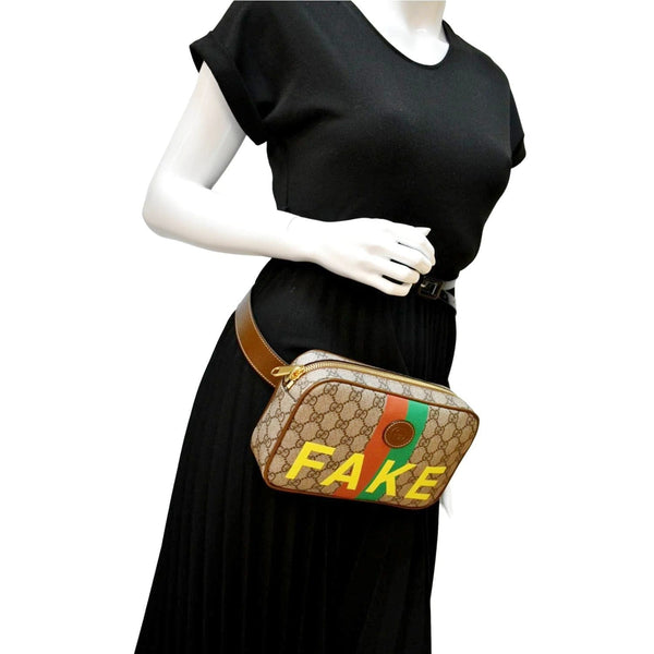 GUCCI Fake/Not GG Supreme Canvas Belt Bag Beige 602695