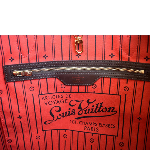 LOUIS VUITTON Neverfull GM Damier Ebene Tote Shoulder Bag Brown