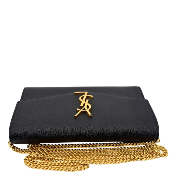 YVES SAINT LAURENT Uptown Leather Crossbody Chain Wallet Black
