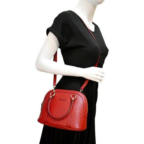 GUCCI Dome Convertible Leather Crossbody Bag Red 449654