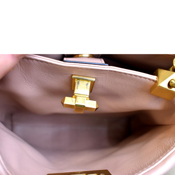 VALENTINO Small The Handle Roman Stud Lambskin Leather Crossbody Bag Rose Cannelle