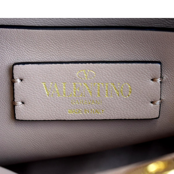VALENTINO Small The Handle Roman Stud Lambskin Leather Crossbody Bag Rose Cannelle