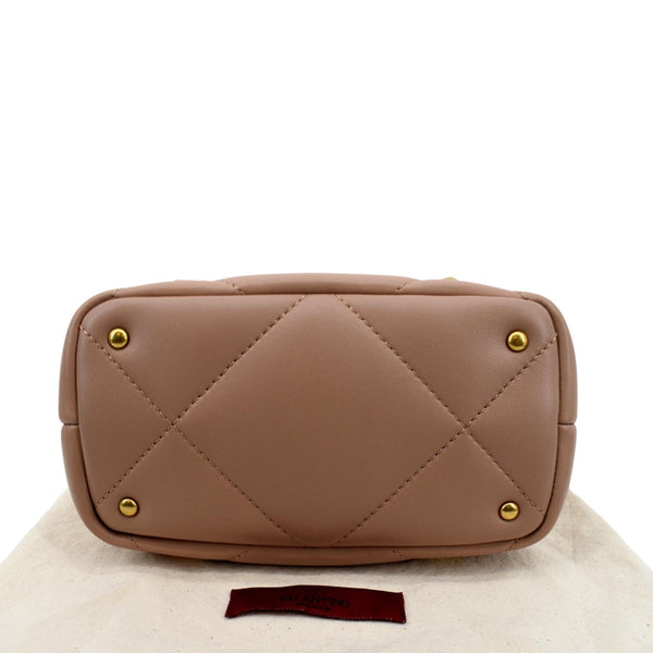 VALENTINO Small The Handle Roman Stud Lambskin Leather Crossbody Bag Rose Cannelle