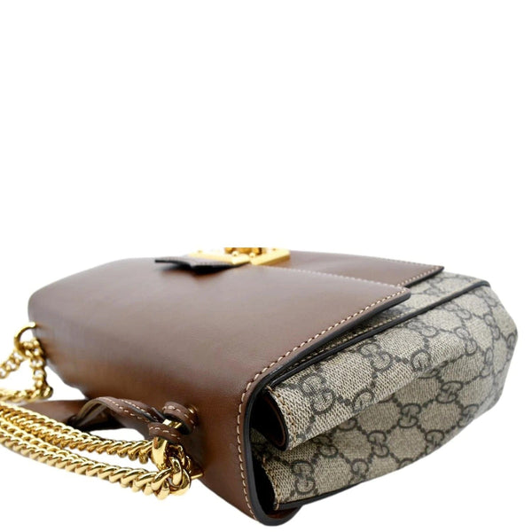 GUCCI Padlock Medium GG Supreme Canvas Shoulder Bag Brown 477530