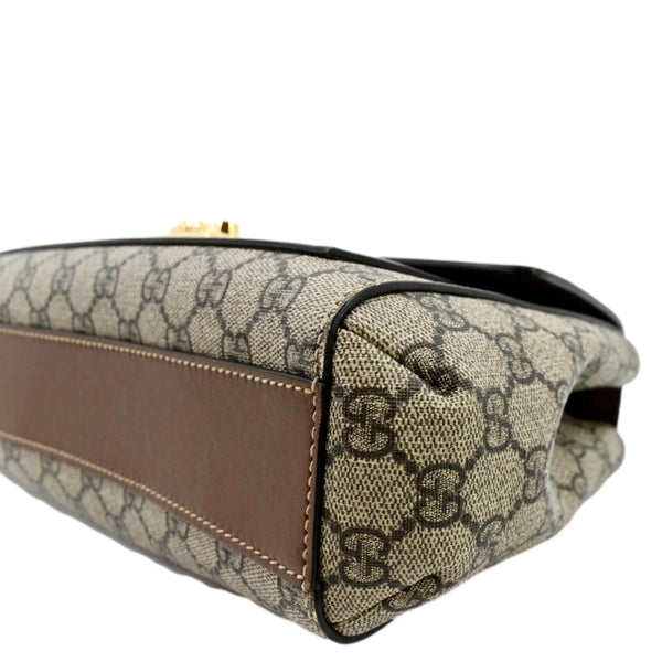 GUCCI Padlock Medium GG Supreme Canvas Shoulder Bag Brown 477530