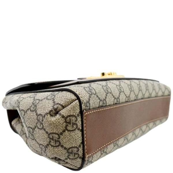 GUCCI Padlock Medium GG Supreme Canvas Shoulder Bag Brown 477530