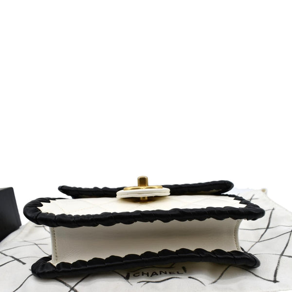 CHANEL Mini My Own Frame Flap Braided Calfskin Leather Shoulder Bag White