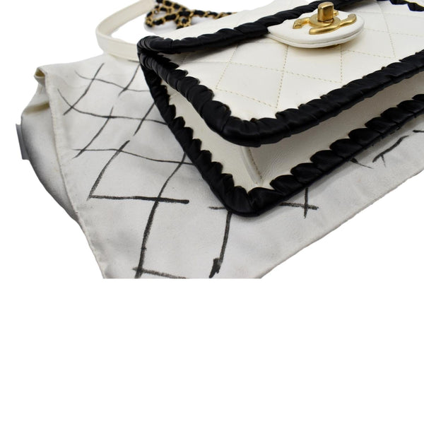 CHANEL Mini My Own Frame Flap Braided Calfskin Leather Shoulder Bag White