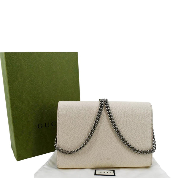 GUCCI Dionysus Mini Leather Chain Shoulder Bag Off White 401231