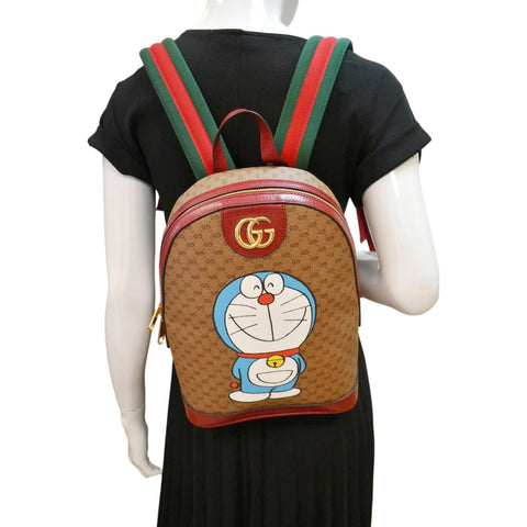 GUCCI X Doraemon Vintage GG Supreme Monogram Backpack Beige 647816