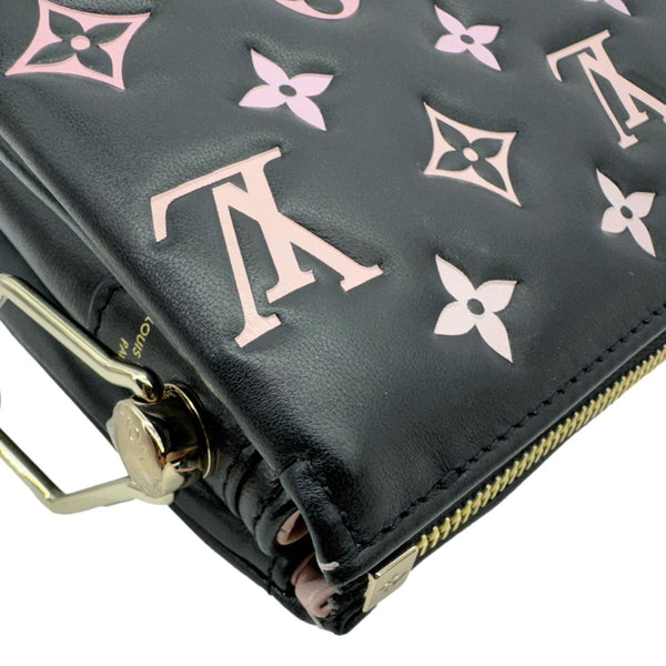 LOUIS VUITTON Coussin BB Monogram Embossed Leather Shoulder Bag Black