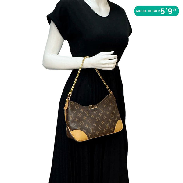 LOUIS VUITTON Boulogne PM Monogram Canvas Shoulder Bag Brown