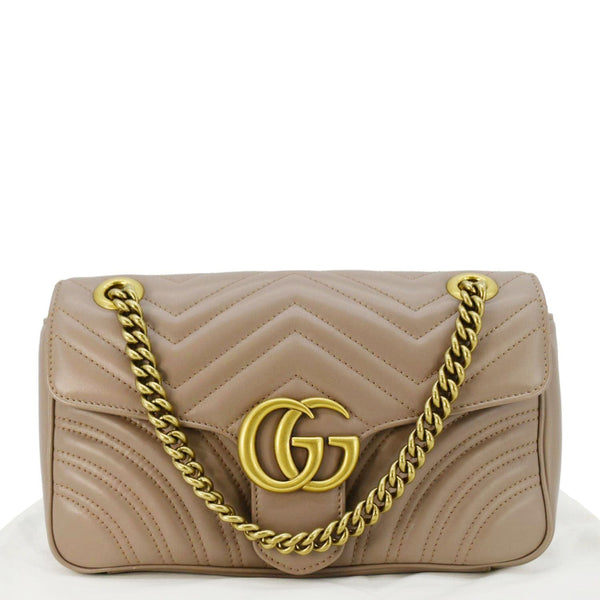 GUCCI GG Marmont Small Diagonal Matelasse Leather Crossbody Bag Porcelain Rose front side