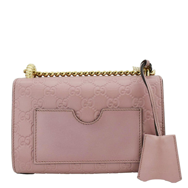GUCCI Signature Padlock Leather Top Handle Shoulder Bag Pink back look