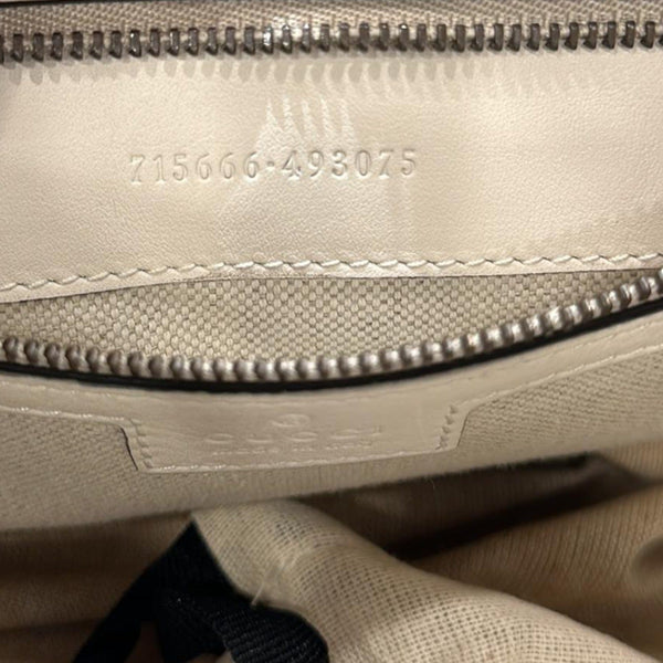 GUCCI Medium Top Handle Leather Shoulder Bag White 715666