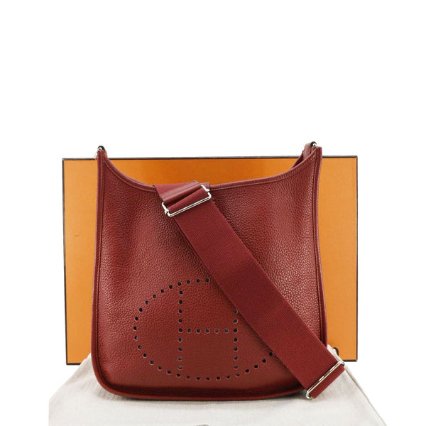 HERMES Evelyne Clemence III PM Leather Crossbody Bag Red back