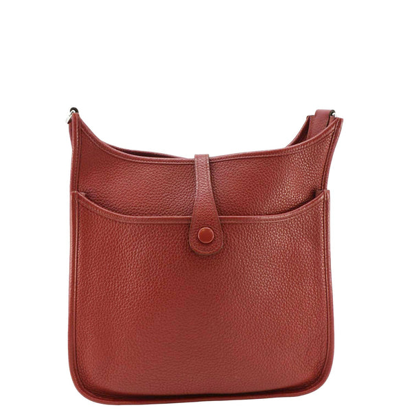 HERMES Evelyne Clemence III PM Leather Crossbody Bag Red back side look