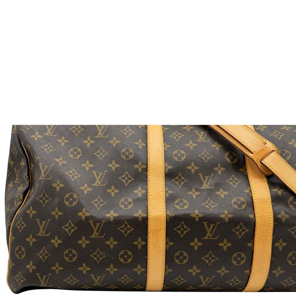 LOUIS VUITTON Keepall 60 Bandouliere Monogram Canvas Travel Bag Brown