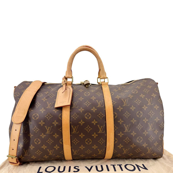 LOUIS VUITTON Keepall 50 Bandouliere Monogram Canvas Travel Bag Brown