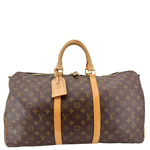 LOUIS VUITTON Keepall 50 Bandouliere Monogram Canvas Travel Bag Brown