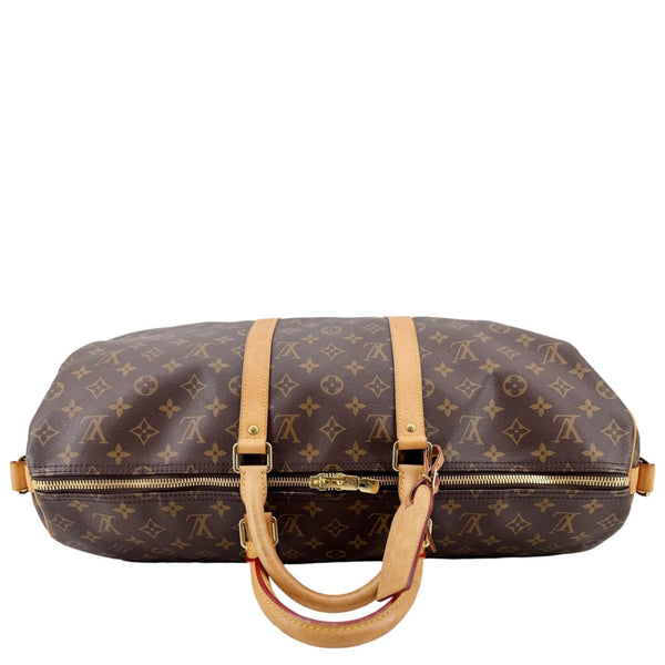 LOUIS VUITTON Keepall 50 Bandouliere Monogram Canvas Travel Bag Brown