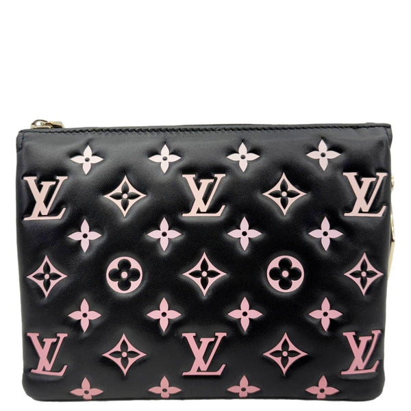 LOUIS VUITTON Coussin BB Monogram Embossed Leather Shoulder Bag Black