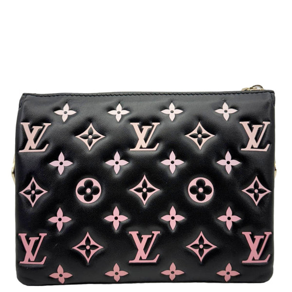 LOUIS VUITTON Coussin BB Monogram Embossed Leather Shoulder Bag Black