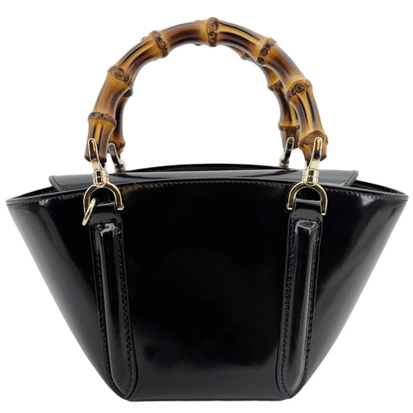 GUCCI Bamboo Top Handle Mini Leather Tote Bag Black 805832