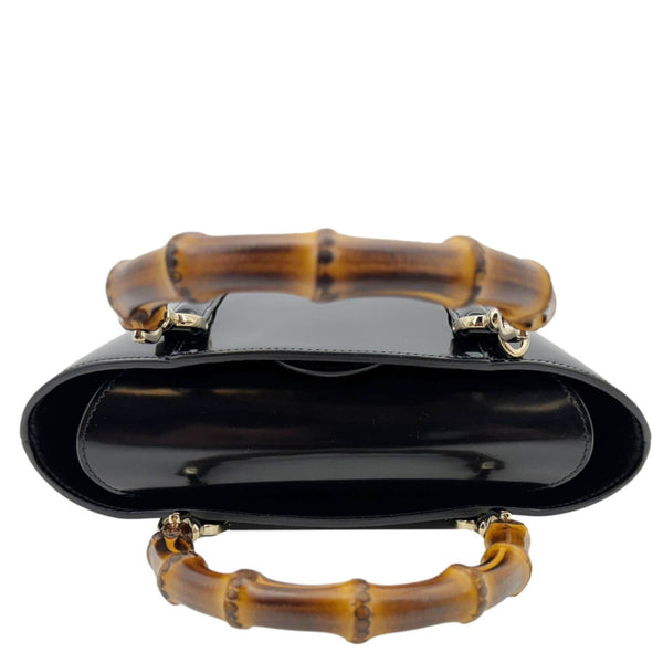 GUCCI Bamboo Top Handle Mini Leather Tote Bag Black 805832