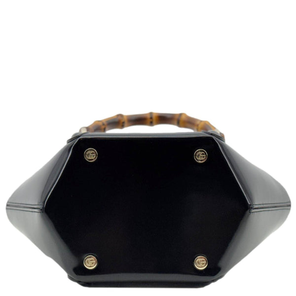 GUCCI Bamboo Top Handle Mini Leather Tote Bag Black 805832