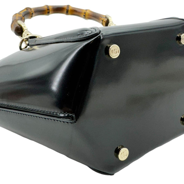GUCCI Bamboo Top Handle Mini Leather Tote Bag Black 805832