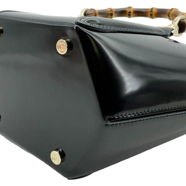 GUCCI Bamboo Top Handle Mini Leather Tote Bag Black 805832