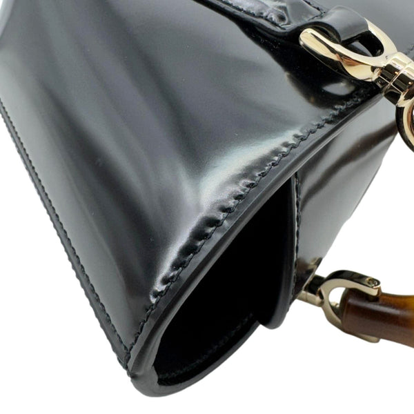 GUCCI Bamboo Top Handle Mini Leather Tote Bag Black 805832