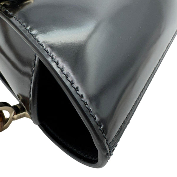 GUCCI Bamboo Top Handle Mini Leather Tote Bag Black 805832