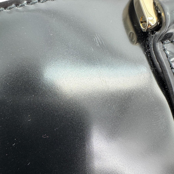 GUCCI Bamboo Top Handle Mini Leather Tote Bag Black 805832