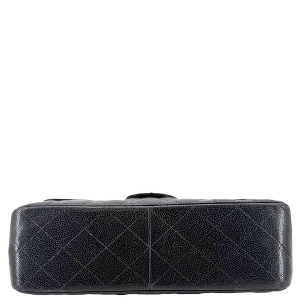 CHANEL Classic Jumbo Double Flap Quilted Caviar Leather Shoulder Bag Black
