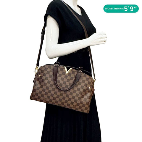 LOUIS VUITTON Kensington Bowling Damier Ebene Shoulder Bag Brown