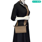 HERMES Videpoches Clemence Leather Crossbody Bag Beige